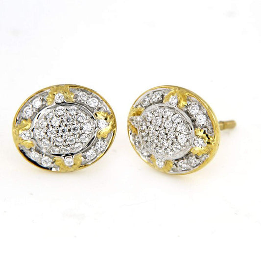 atjewels 18k Twotone Gold Over 925 Sterling Silver Round White CZ Stud Tortoise Earrings MOTHER'S DAY SPECIAL OFFER - atjewels.in