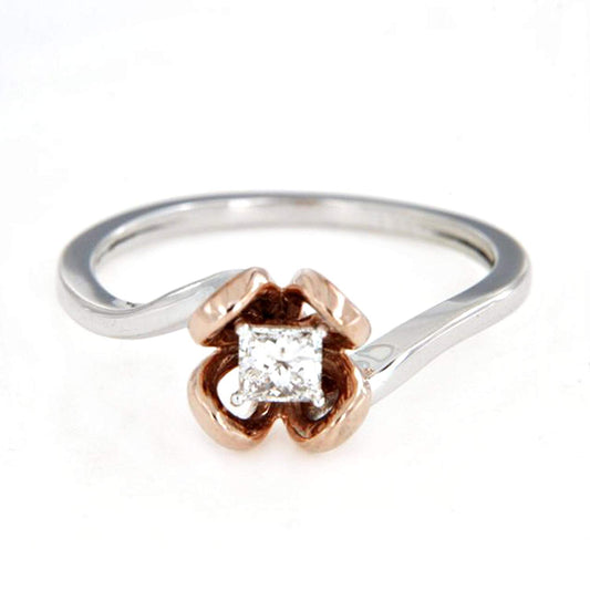 atjewels Princess Cut White CZ Flower Ring in 18K Twotone Gold Over .925 Silver For Women MOTHER'S DAY SPECIAL OFFER - atjewels.in