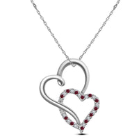 atjewels Round Cut Multi-gemstone Sterling Silver Double Heart Pendant For Girl's & Women's Holi Festival Special Offers - atjewels.in