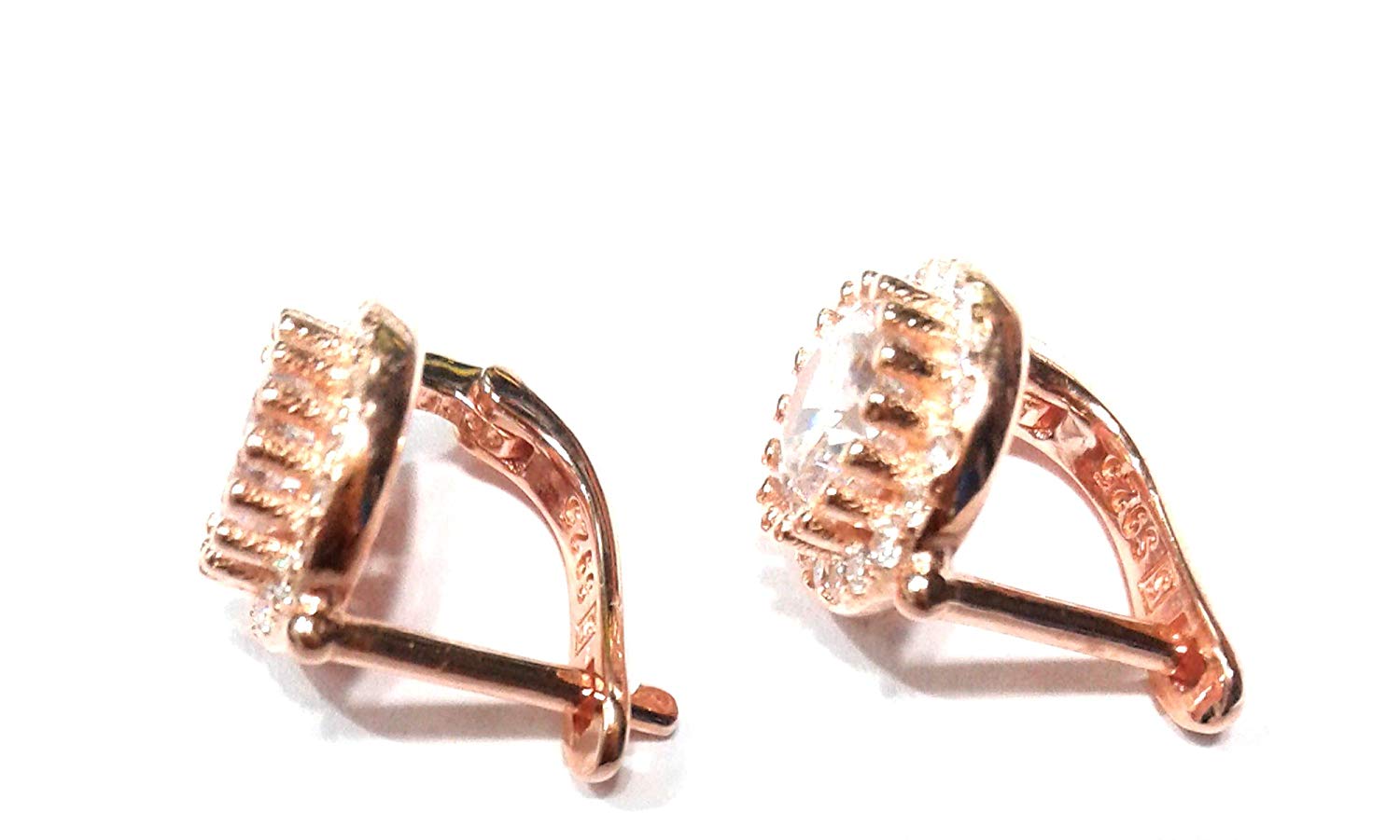 atjewels Round Cut White CZ 14k Rose Gold Over 925 Sterling Silver Hoop Earrings For Girl's and Women's For MOTHER'S DAY SPECIAL OFFER - atjewels.in