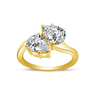 atjewels Women's Pear Cut White CZ Two Stone Ring In 18K Yellow Gold Over .925 Sterling Silver MOTHER'S DAY SPECIAL OFFER - atjewels.in