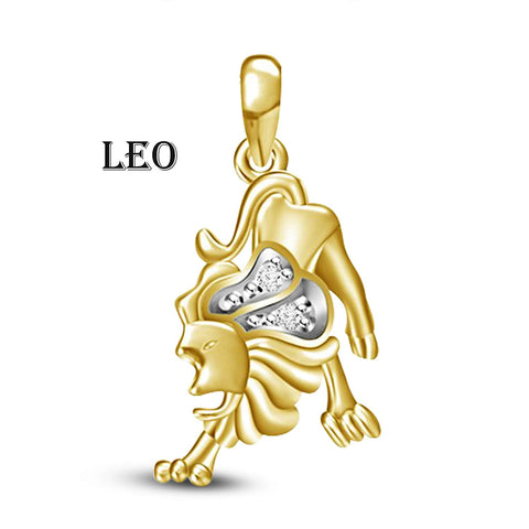 atjewels Excellent Yellow Gold Over 925 Sterling Silver Round Cut White Cubic Zirconia Leo Zodiac Pendant MOTHER'S DAY SPECIAL OFFER - atjewels.in