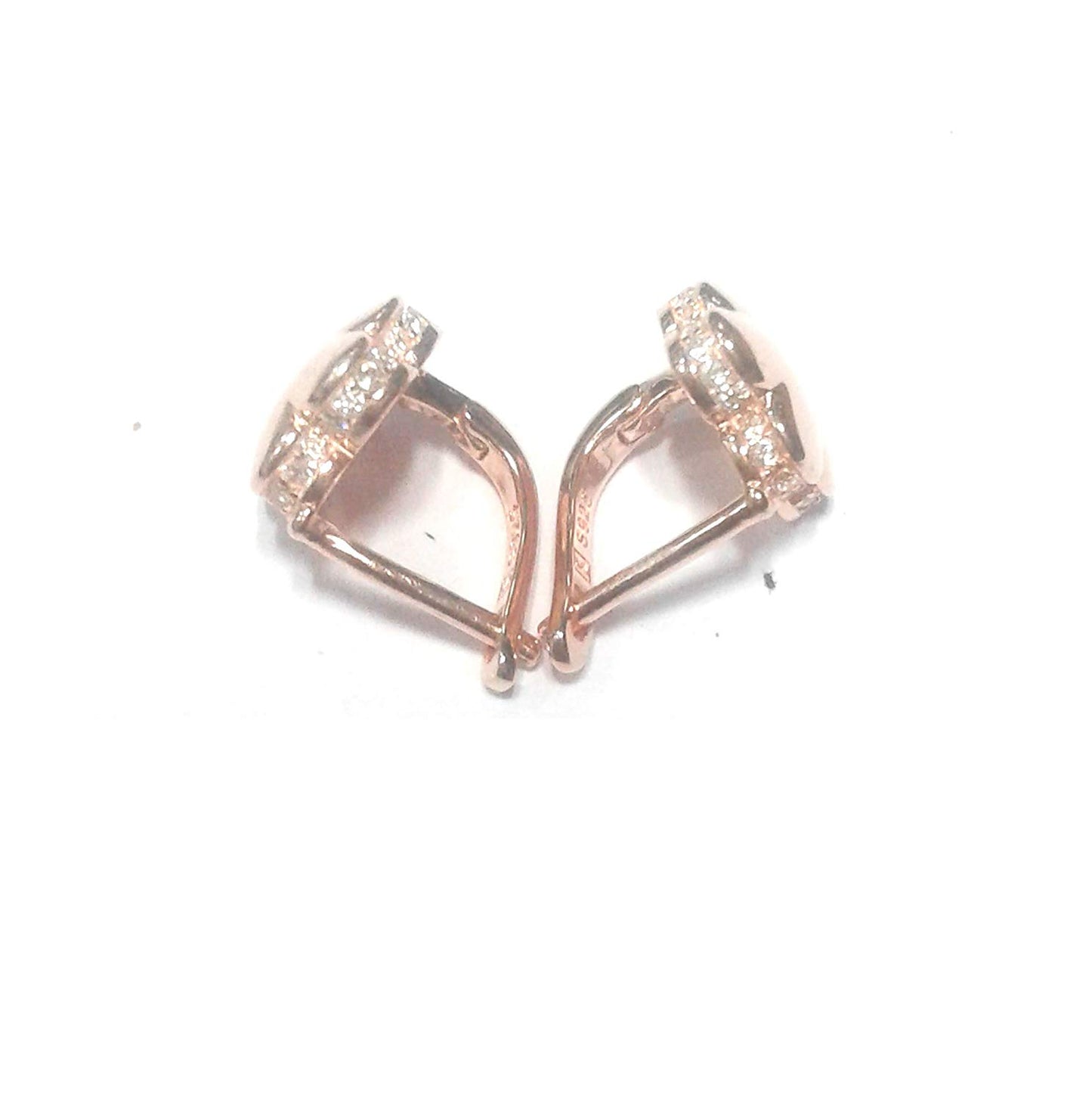 atjewels Round Cut White CZ 14k Rose Gold Over 925 Sterling Silver Flower Hoop Earrings For Girl's and Women's For MOTHER'S DAY SPECIAL OFFER - atjewels.in