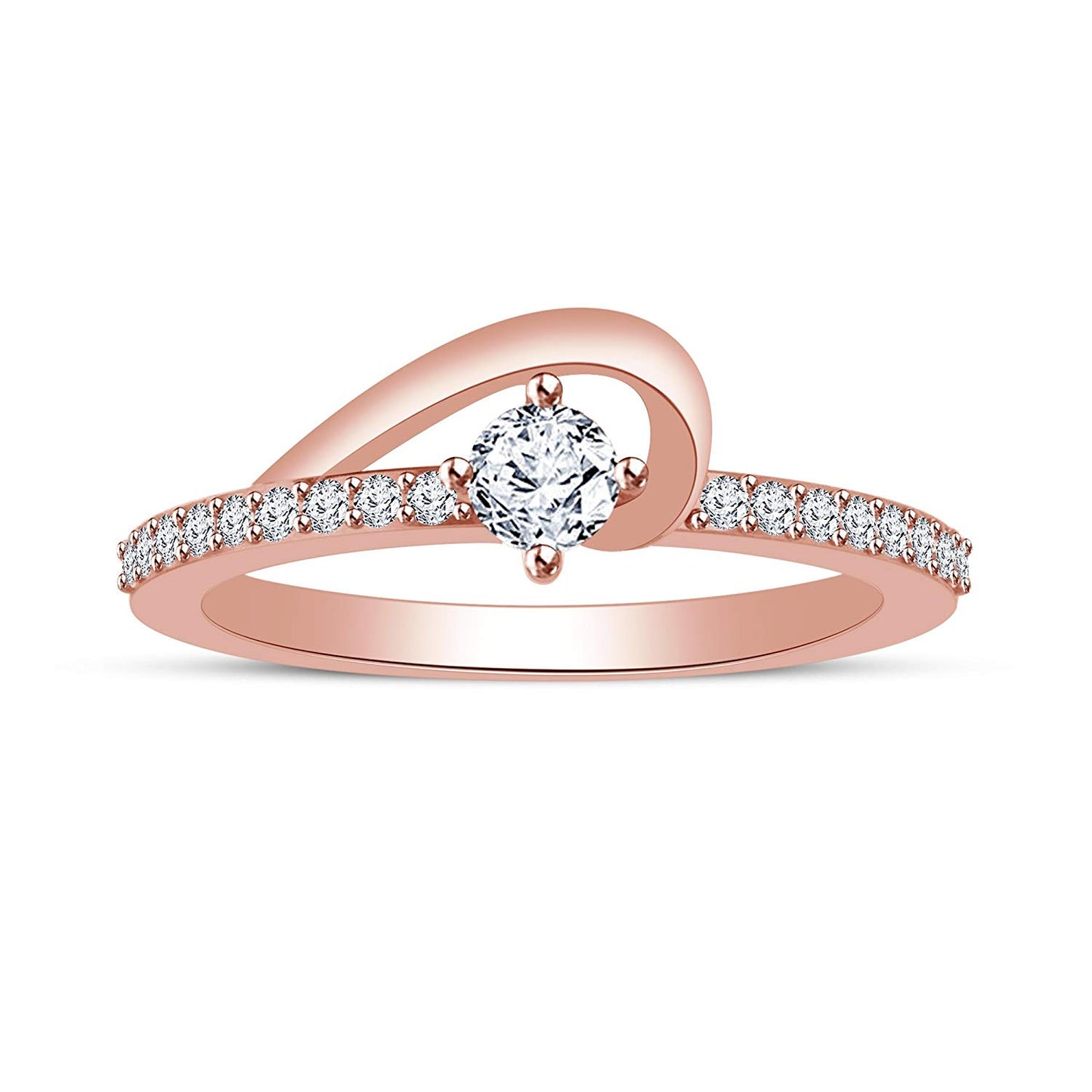 atjewels 14K Rose Gold Over .925 Sterling With Round White Zirconia Solitaire W/Aceents Ring MOTHER'S DAY SPECIAL OFFER - atjewels.in