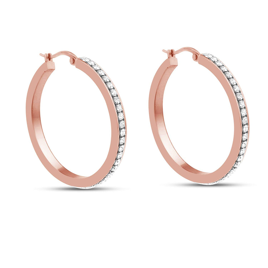atjewels Offers White CZ Hoop Earrings in 14k Rose Gold Over 925 Silver MOTHER'S DAY SPECIAL OFFER - atjewels.in
