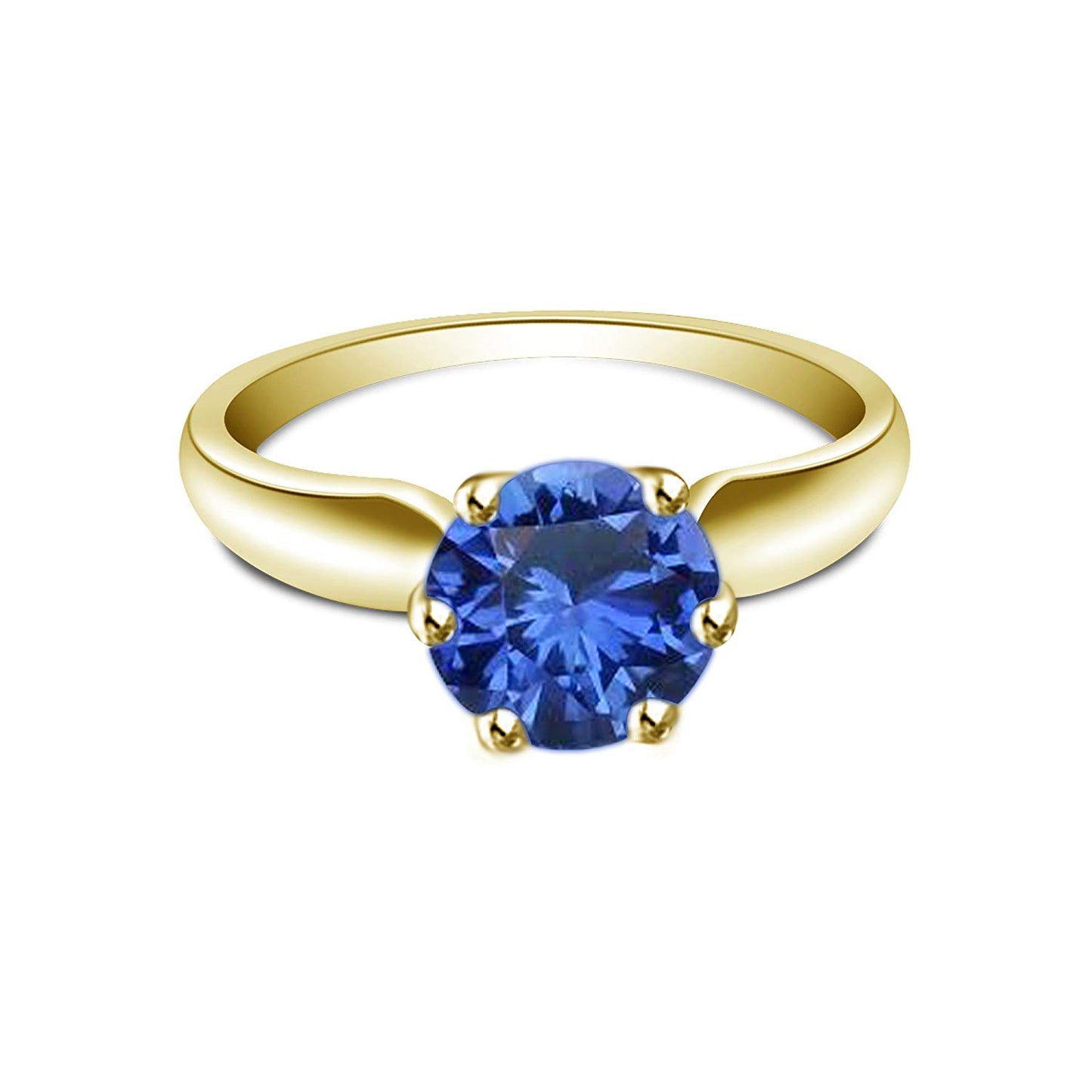 atjewels Round Cut Multi-Color Gemstone 14K Yellow Gold Over .925 Sterling Silver Solitaire Engagement Ring For Women's and Girl's For Diwali Special - atjewels.in