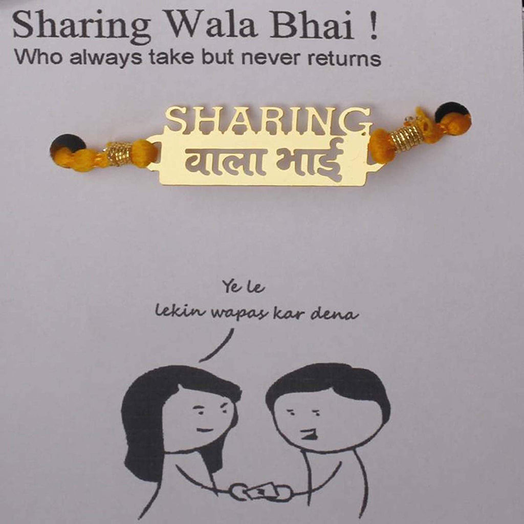 atjewels 14K Yellow Gold Over .925 Sterling Silver SHARING WALA BHAI Rakhi MOTHER'S DAY SPECIAL OFFER - atjewels.in