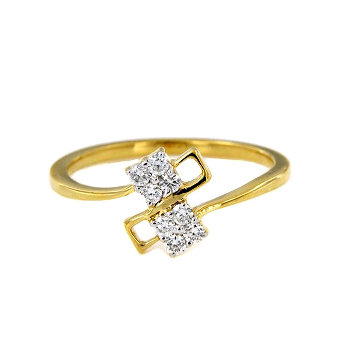 atjewels Bypass Ring For Women's in 18K Yellow Gold Over .925 Silver Round Cut White Cubic Zirconia MOTHER'S DAY SPECIAL OFFER - atjewels.in