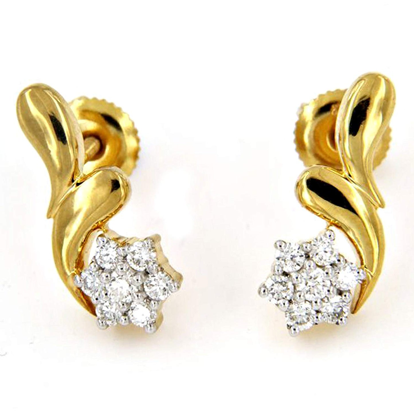 atjewels Women's 18k Yellow Gold Plated 925 Sterling Silver White CZ Flower Stud Earrings MOTHER'S DAY SPECIAL OFFER - atjewels.in