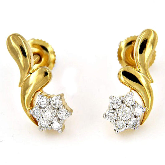atjewels Women's 18k Yellow Gold Plated 925 Sterling Silver White CZ Flower Stud Earrings MOTHER'S DAY SPECIAL OFFER - atjewels.in
