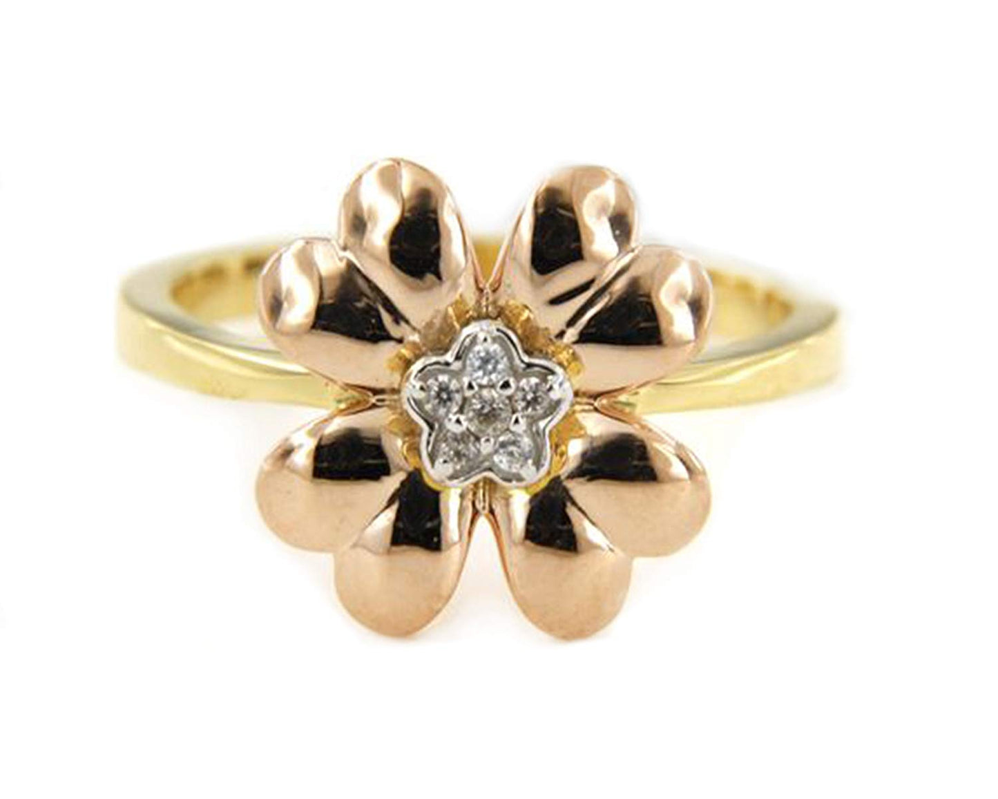 atjewels 14K Yellow Gold Over 925 Silver 0.09 TCW with Round White CZ Flower Wedding Ring MOTHER'S DAY SPECIAL OFFER - atjewels.in