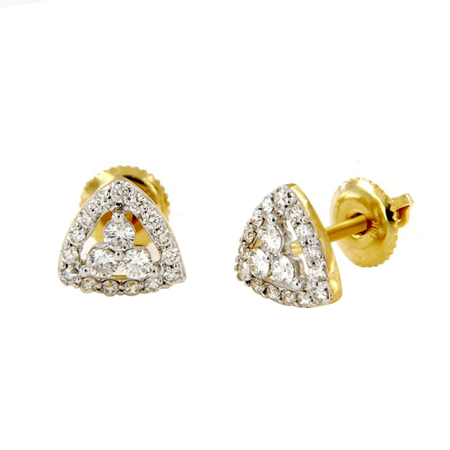 atjewels Solid .925 Sterling Silver 18k Yellow Gold Plated Triangle Cubic Zirconia Stud Earrings MOTHER'S DAY SPECIAL OFFER - atjewels.in