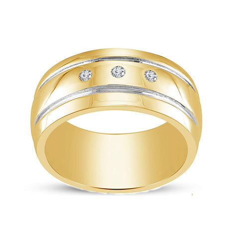 atjewels Three Stone Wedding Band Ring in 18K Yellow Gold Over 925 Sterling White CZ MOTHER'S DAY SPECIAL OFFER - atjewels.in