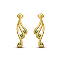 atjewels Round Green Emerald in 14k Yellow Gold Plated On 925 Silver Fashionable Stud Earrings MOTHER'S DAY SPECIAL OFFER - atjewels.in