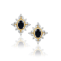 atjewels 14K Two Tone Gold Over 925 Sterling Silver Oval Balck and Round White Zirconia Stud Earrings MOTHER'S DAY SPECIAL OFFER - atjewels.in