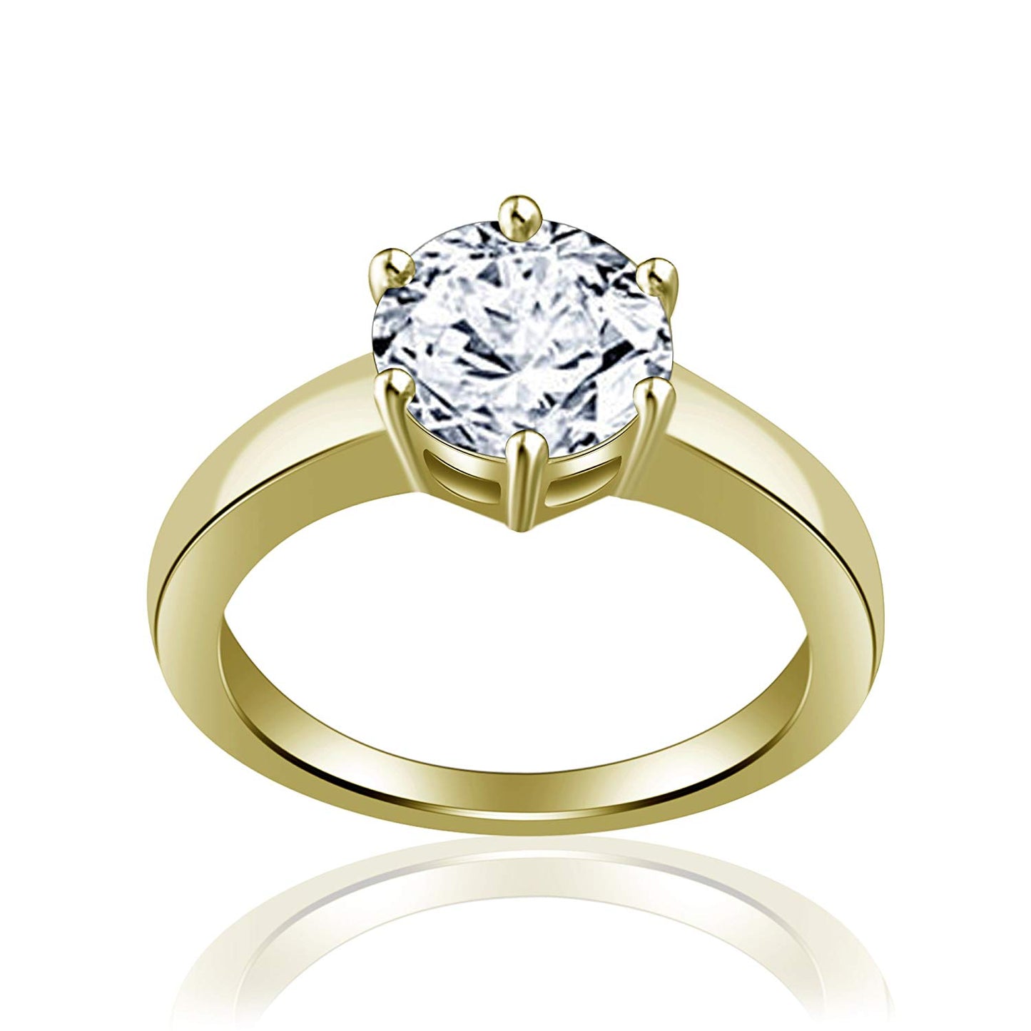 atjewels 4.00 Ct Solitaire White Diamond 14K Yellow Gold Plated Prong Set Ring Free Sizing For Womens MOTHER'S DAY SPECIAL OFFER - atjewels.in