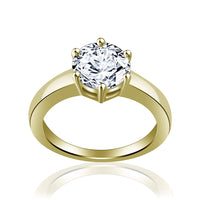 atjewels 4.00 Ct Solitaire White Diamond 14K Yellow Gold Plated Prong Set Ring Free Sizing For Womens MOTHER'S DAY SPECIAL OFFER - atjewels.in