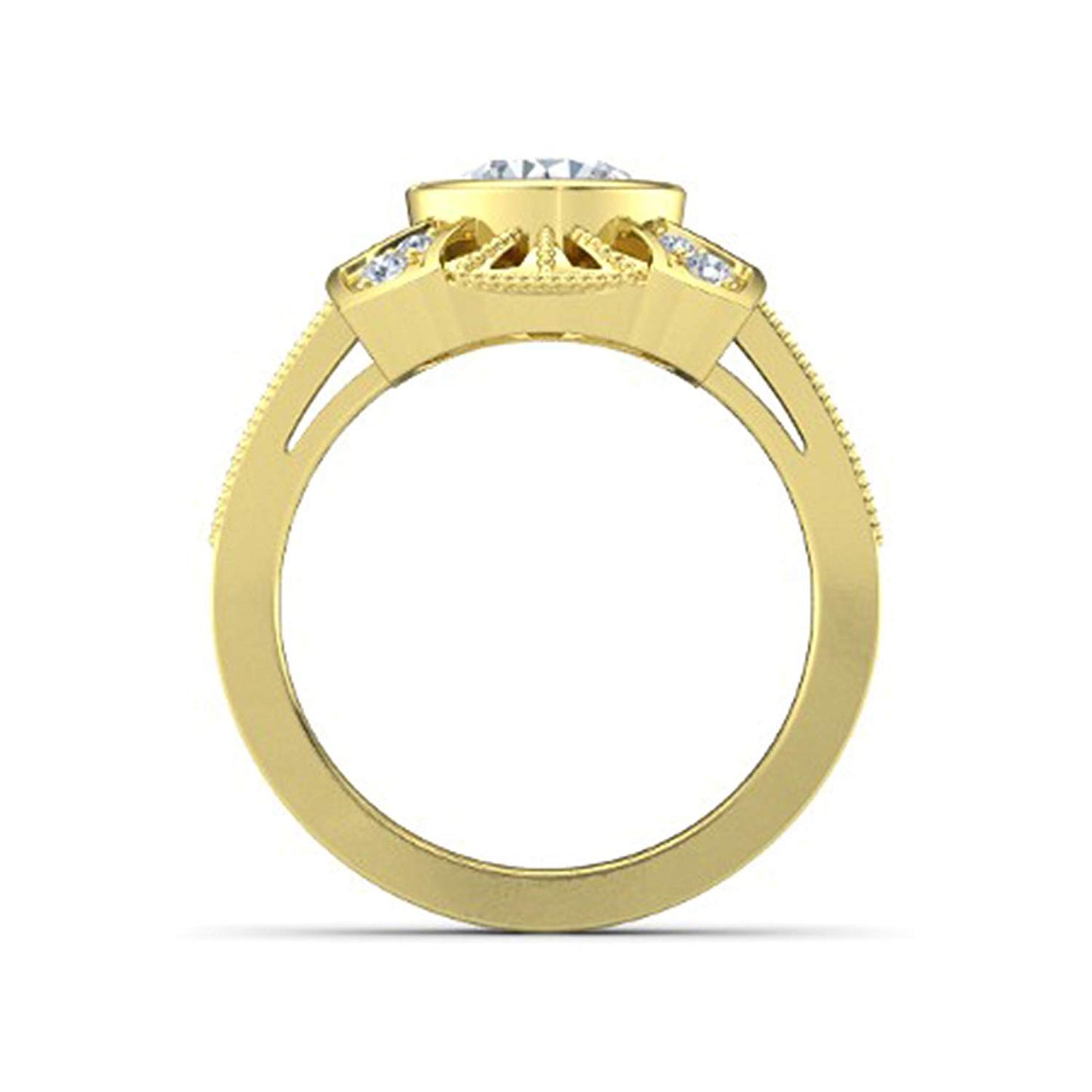 atjewels 18K Yellow Gold Over 925 Silver Round White CZ Engagement Ring MOTHER'S DAY SPECIAL OFFER - atjewels.in