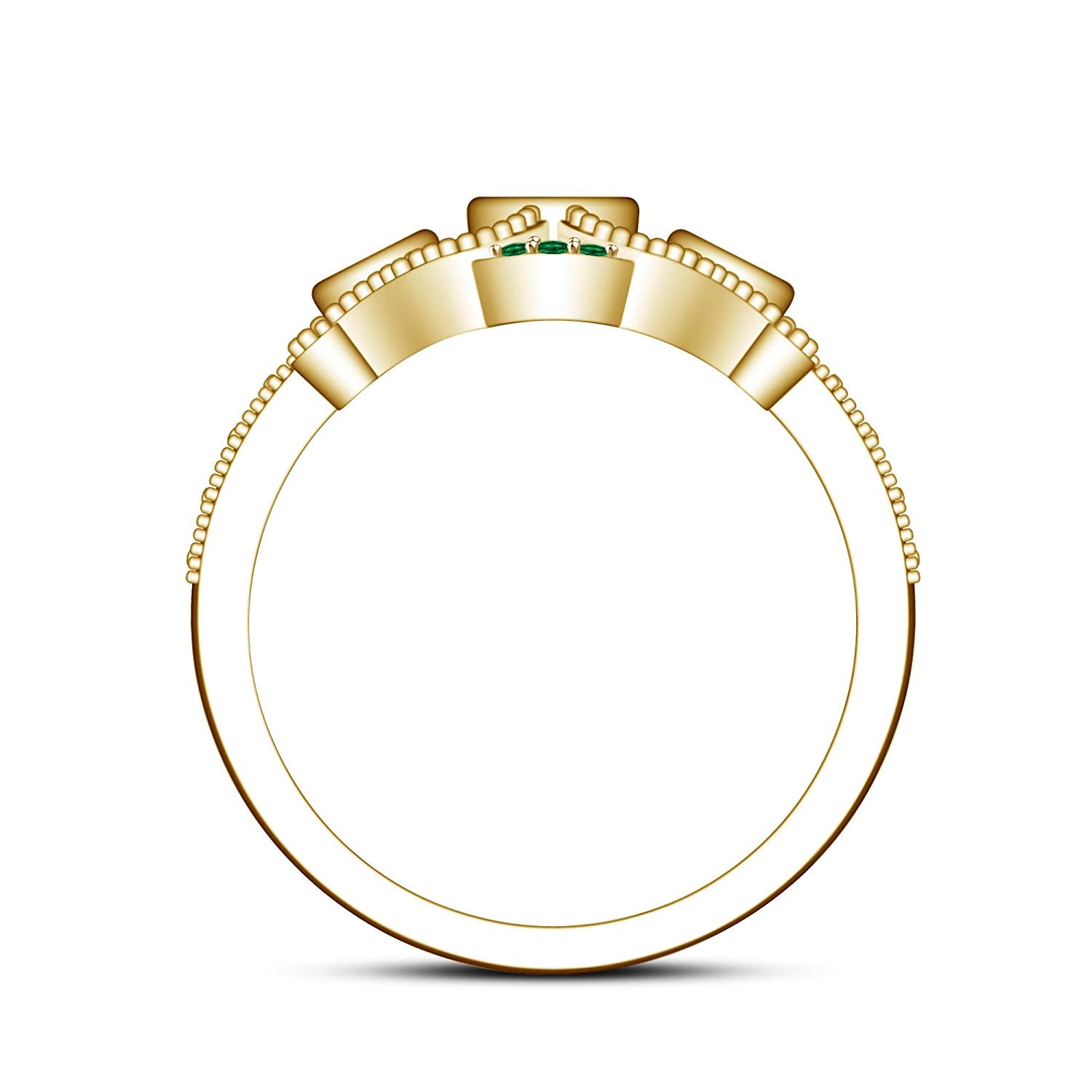 atjewels 14k Yellow Gold On 925 Silver Green Emerald and Black CZ Disney Princess Mulan Engagement Ring MOTHER'S DAY SPECIAL OFFER - atjewels.in