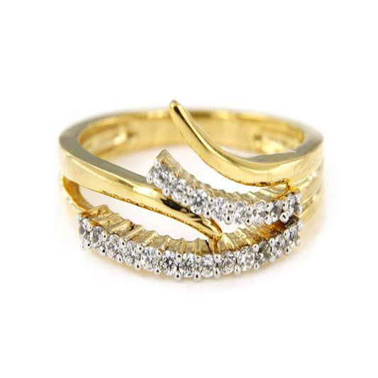 atjewels 0.5 CT White Cubic Zirconia with 18K Yellow Gold Plated Sterling Silver Round Cut Bypass Flower Ring MOTHER'S DAY SPECIAL OFFER - atjewels.in