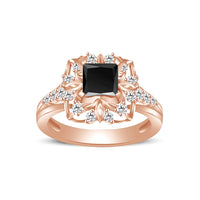 atjewels Princess & Round Cut Black & White CZ 14k Rose Gold Over .925 Sterling Silver Engagement Ring For Women's and Girl's MOTHER'S DAY SPECIAL OFFER - atjewels.in