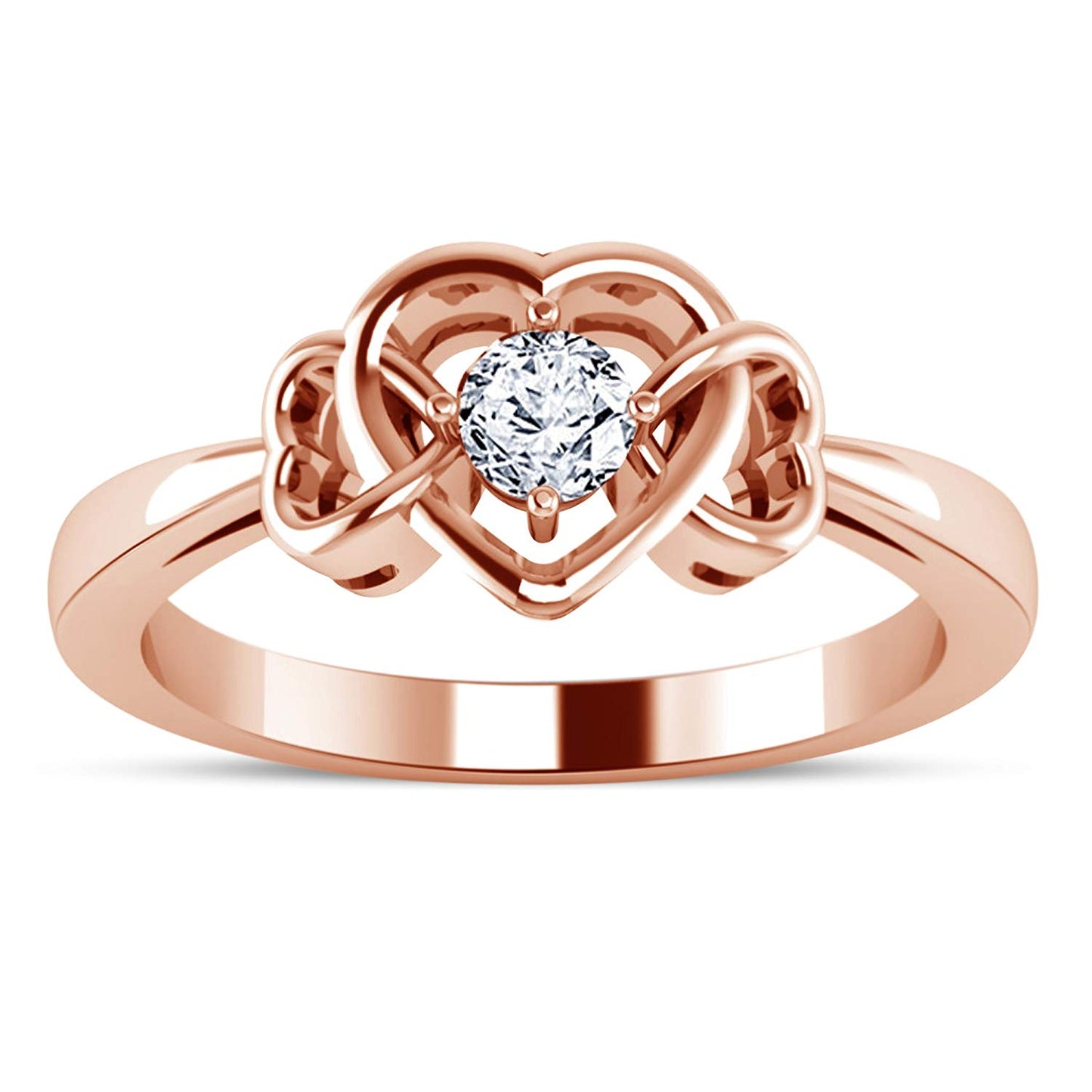atjewels 18K Rose Gold Over Sterling Silver Solitaire Heart Shape Ring For Women's MOTHER'S DAY SPECIAL OFFER - atjewels.in