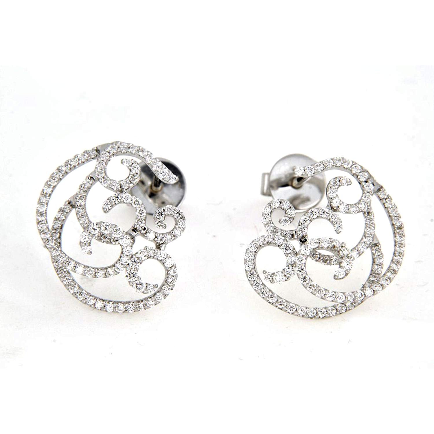 atjewels 14k White Gold Plated 925 Sterling Silver White Diamond Fashion Stud Earrings For Women MOTHER'S DAY SPECIAL OFFER - atjewels.in