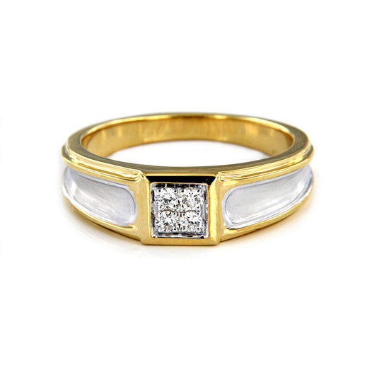 atjewels Men's Anniversary Band Ring in 18K White & Yellow Gold Over .925 Sterling Silver MOTHER'S DAY SPECIAL OFFER - atjewels.in