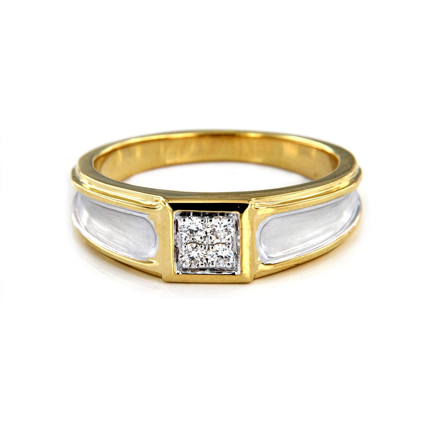 atjewels Men's Anniversary Band Ring in 18K White & Yellow Gold Over .925 Sterling Silver MOTHER'S DAY SPECIAL OFFER - atjewels.in