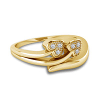 atjewels 18K Yellow Gold On .925 Sterling Silver White Diamond Bypass Ring for Women's MOTHER'S DAY SPECIAL OFFER - atjewels.in