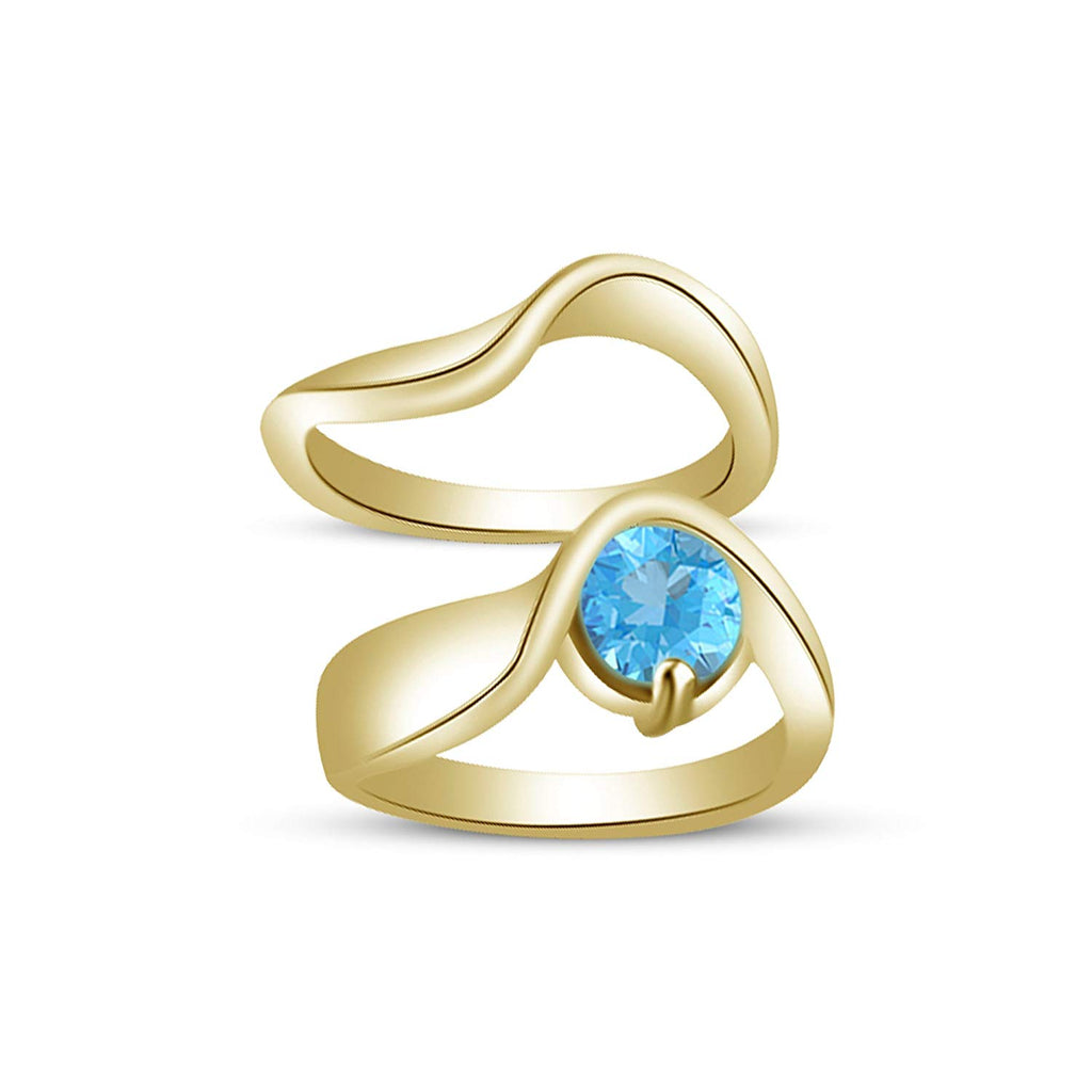atjewels Valentines Round Aquamarine 14K Yellow Gold Over Sterling Bridal Set Ring for Women's MOTHER'S DAY SPECIAL OFFER - atjewels.in