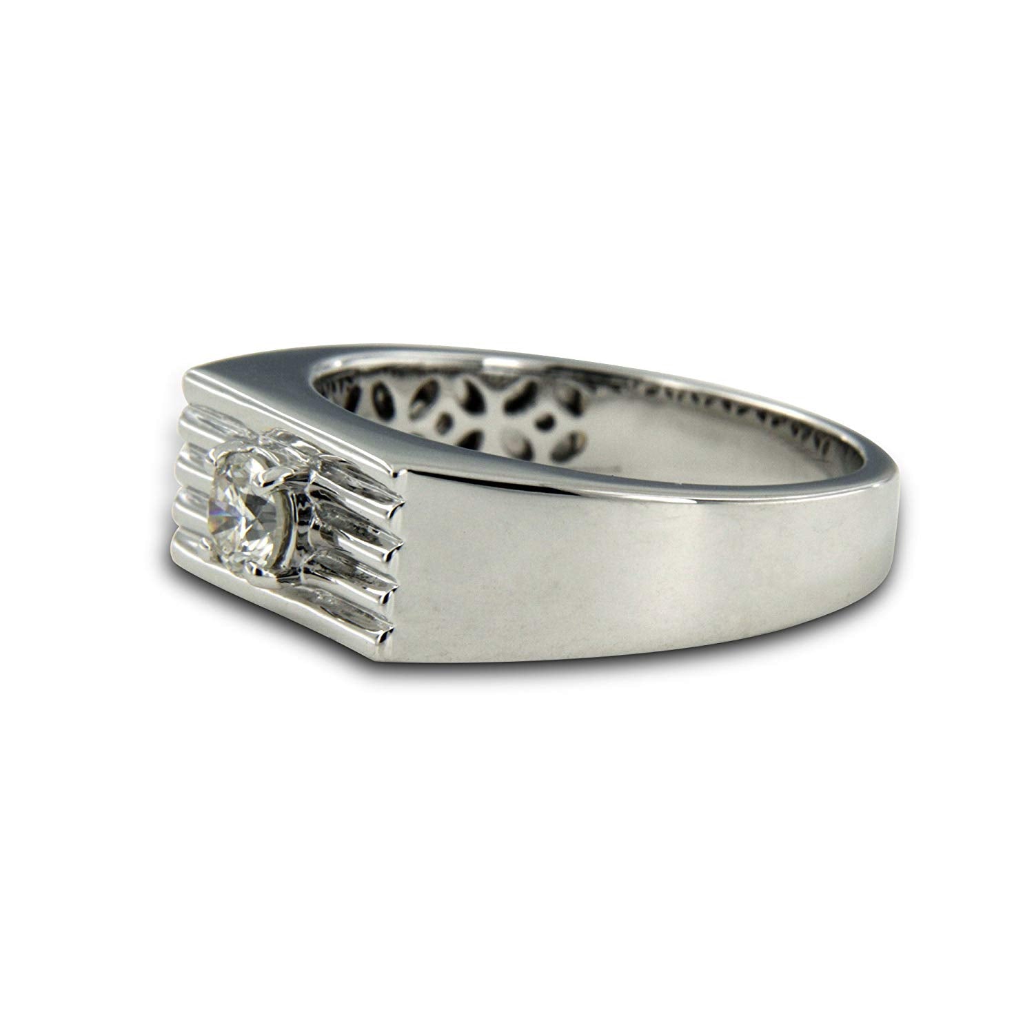 atjewels 14K White Gold Over 925 Silver White Round CZ Diamond in Prong Set Special Father's day Mens Band Ring MOTHER'S DAY SPECIAL OFFER - atjewels.in