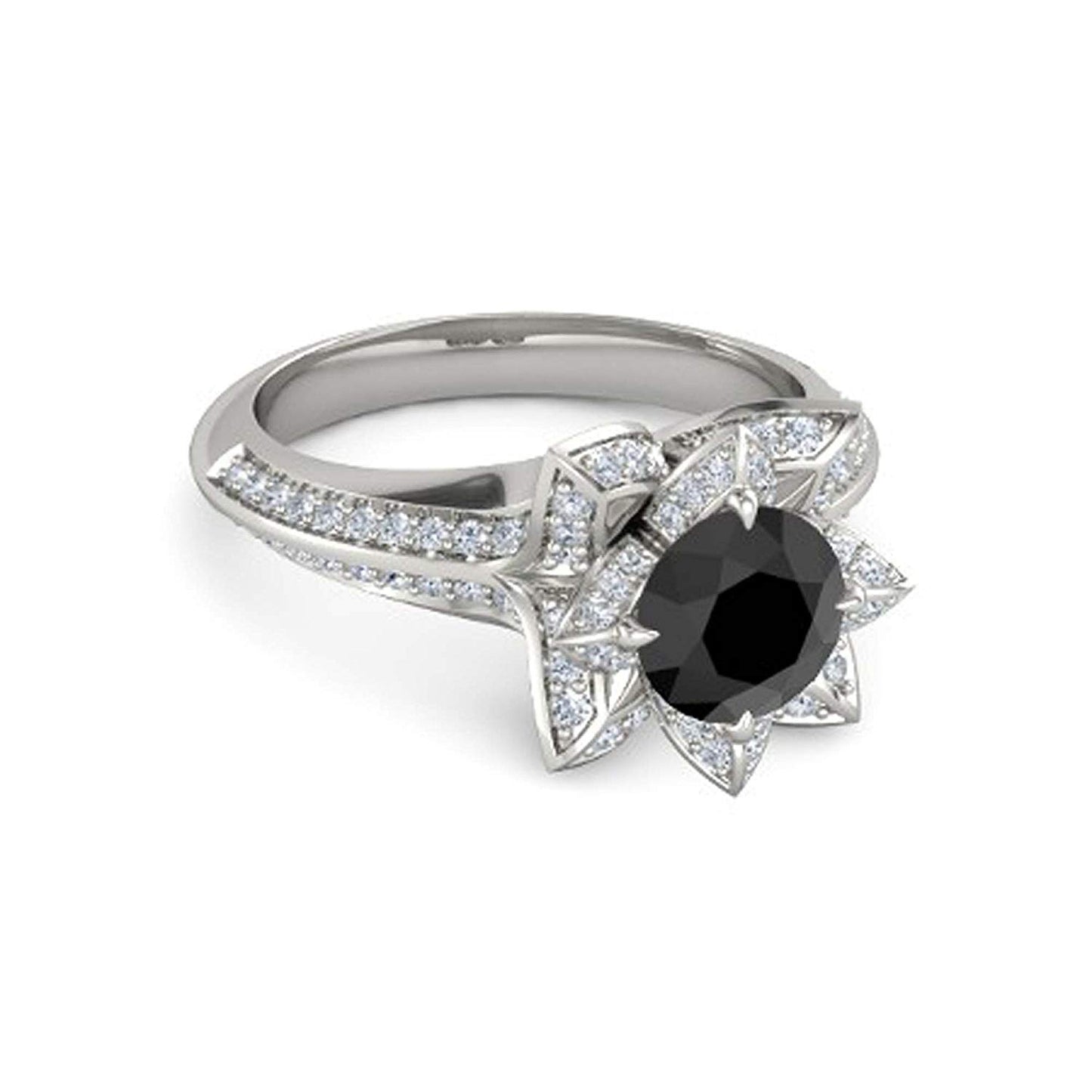 atjewels 925 Sterling Silver Round Cut Multi-Color Gemstone With White Czubic Zircon Lotus Ring For Women's MOTHER'S DAY SPECIAL OFFER - atjewels.in