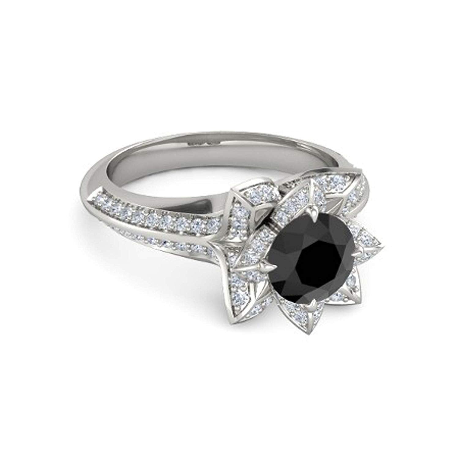 atjewels 925 Sterling Silver Round Cut Multi-Color Gemstone With White Czubic Zircon Lotus Ring For Women's MOTHER'S DAY SPECIAL OFFER - atjewels.in