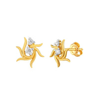 atjewels 14K Two Tone Gold Over .925 Sterling Silver Round White CZ Two Stone Fancy Stud Earrings MOTHER'S DAY SPECIAL OFFER - atjewels.in