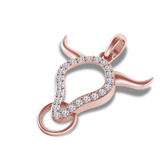 atjewels Buffalo Bulls Head Pendant in 18K Rose Gold On .925 Silver White CZ For Men's MOTHER'S DAY SPECIAL OFFER - atjewels.in