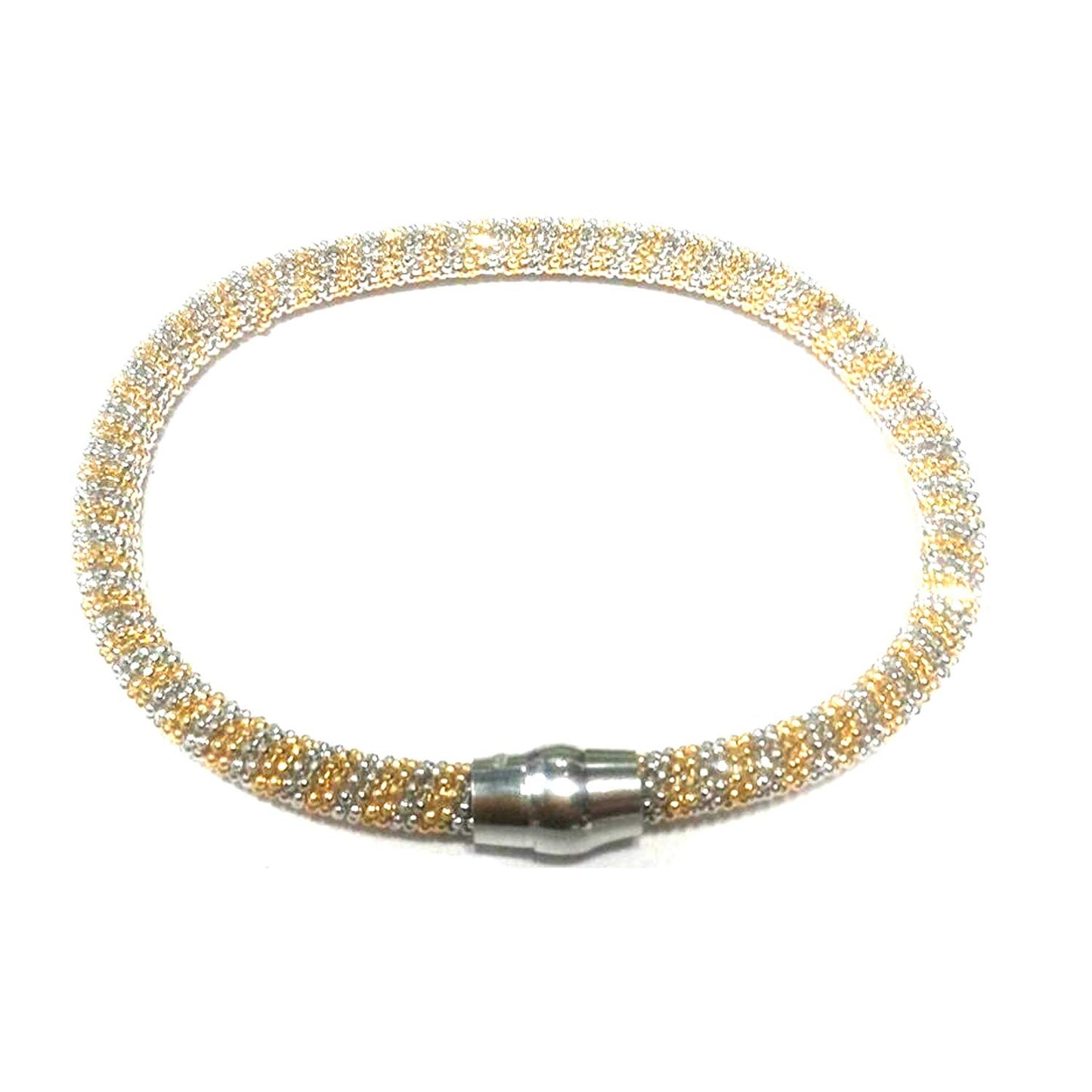 atjewels Two-tone .925 Sterling Silver Diamond Cut Soft Mesh Bracelet For Girl's and Women's For MOTHER'S DAY SPECIAL OFFER - atjewels.in
