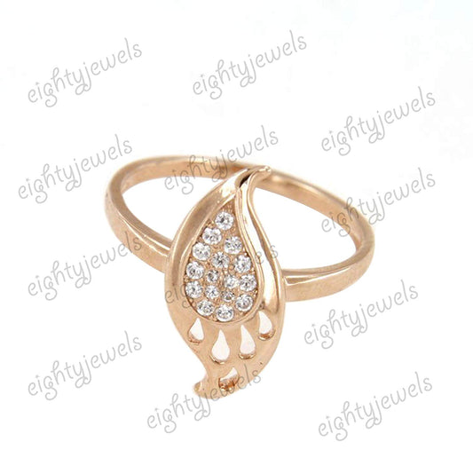 atjewels 14K Rose Gold Over 925 Sterling Silver Round White Cubic Zirconia Cocktail Ring For Women's MOTHER'S DAY SPECIAL OFFER - atjewels.in