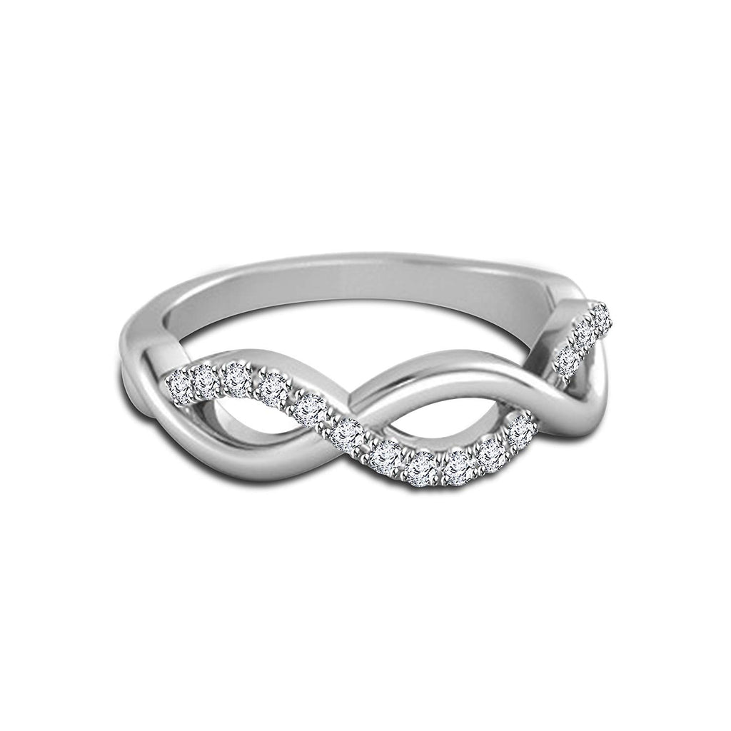 atjewels 18K White Gold Over .925 Sterling Silver White Cubic Zircon Twisted Ring For Women MOTHER'S DAY SPECIAL OFFER - atjewels.in