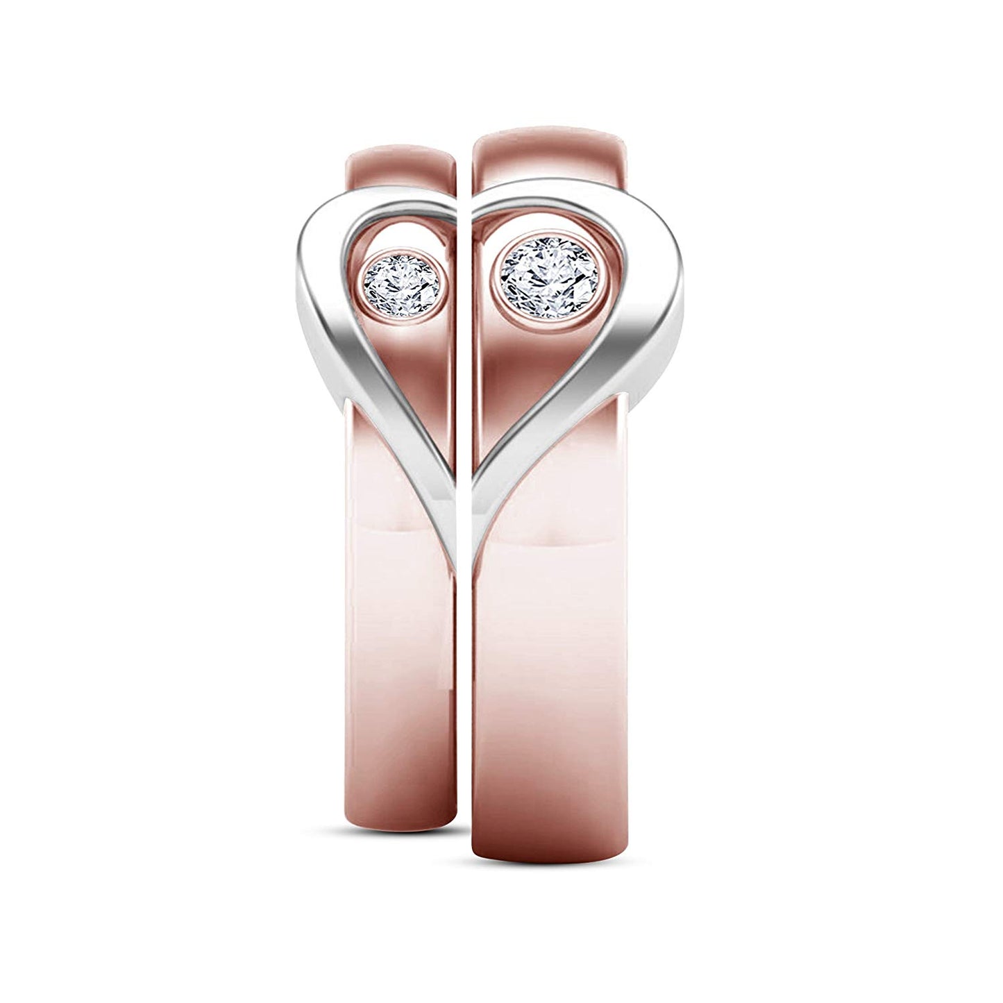atjewels 18K Rose Gold Over 925 Silver White Diamond Elegant Couple Heart Ring for Women's MOTHER'S DAY SPECIAL OFFER - atjewels.in