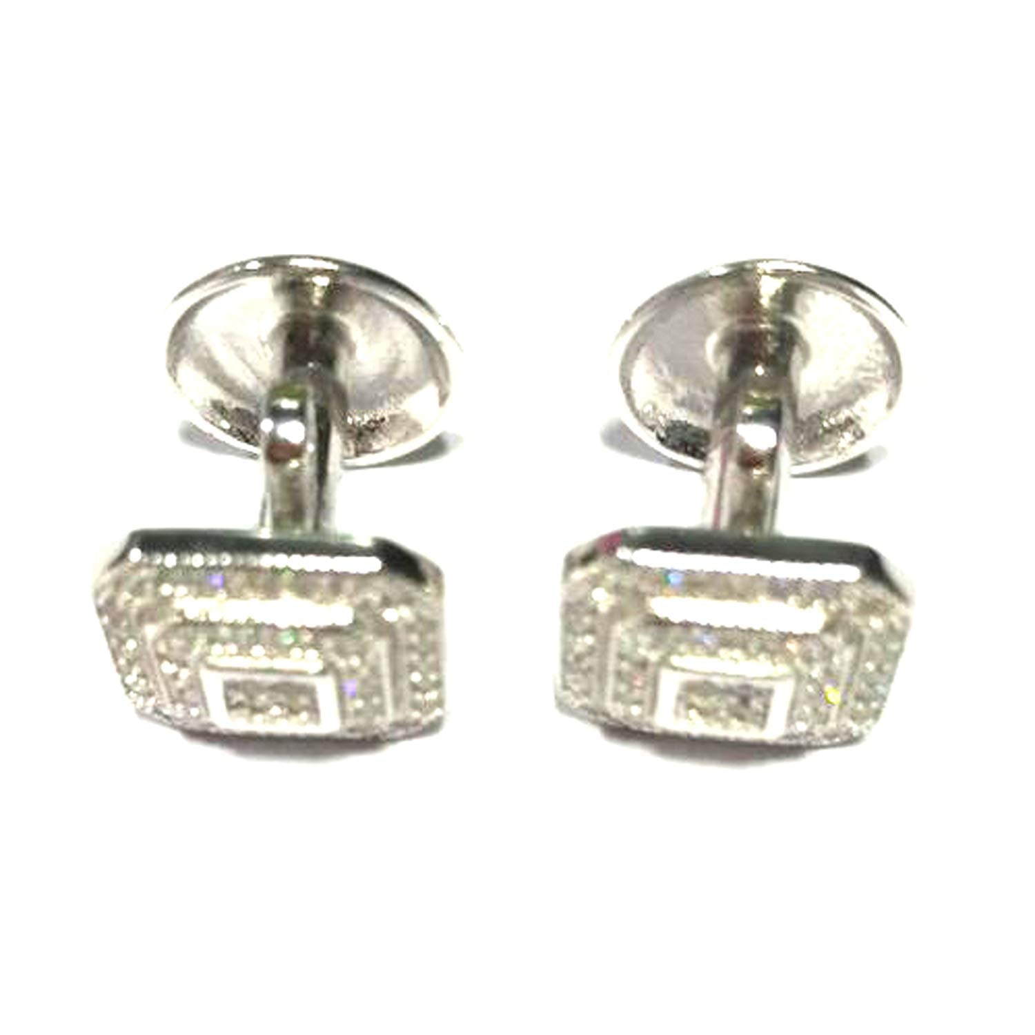 atjewels .925 Sterling silver Round Cut White Cubic Zircon Pair Of Hexagon Shape Cufflink For Men MOTHER'S DAY SPECIAL OFFER - atjewels.in