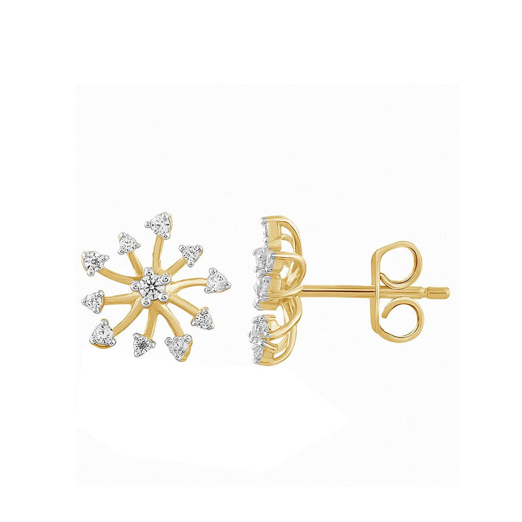 atjewels 14K Two Tone Gold Over 925 Sterling Silver Round White Zirconia Flower Stud Earrings MOTHER'S DAY SPECIAL OFFER - atjewels.in