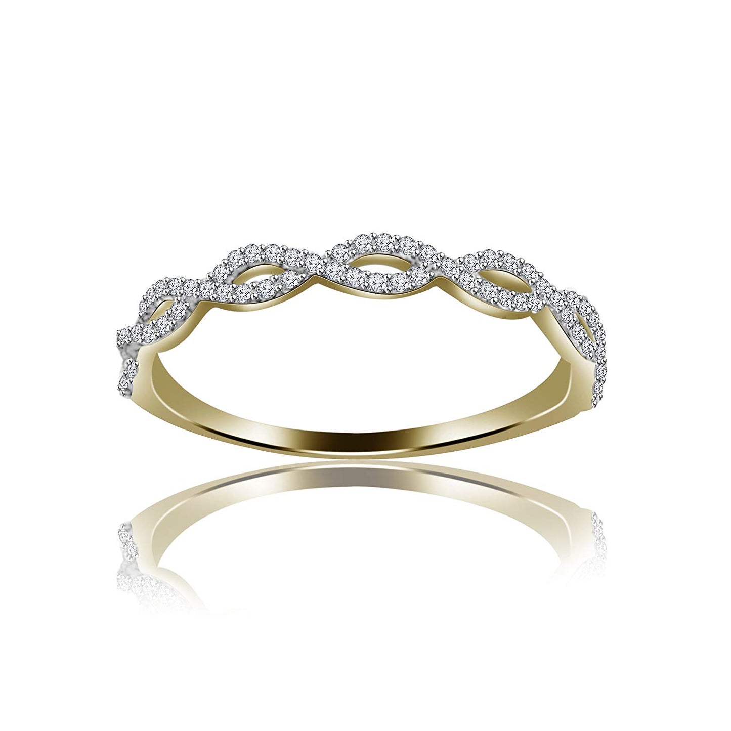 0.51 CT 14K Yellow Gold Over 925 Sterling Silver Round Cut White Cubic Zirconia Diamond Infinity Band Engagement Wedding Ring - atjewels.in
