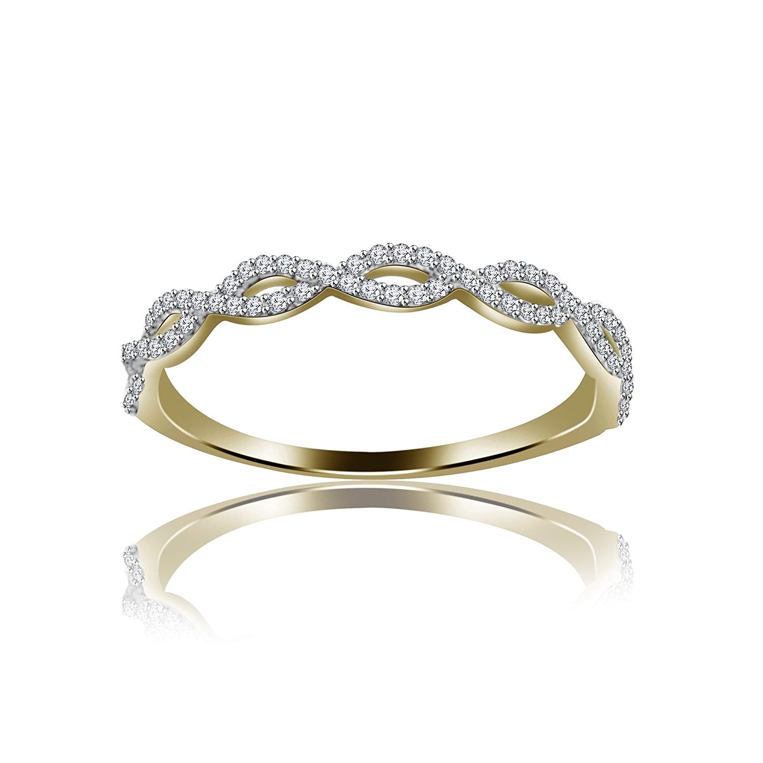 0.51 CT 14K Yellow Gold Over 925 Sterling Silver Round Cut White Cubic Zirconia Diamond Infinity Band Engagement Wedding Ring - atjewels.in