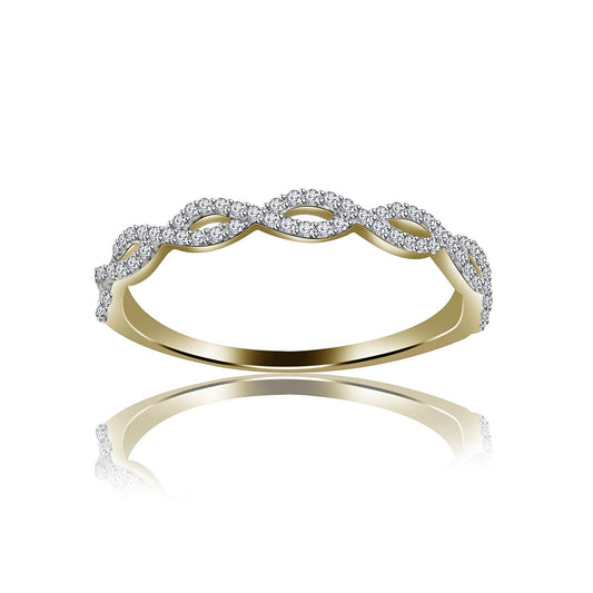 0.51 CT 14K Yellow Gold Over 925 Sterling Silver Round Cut White Cubic Zirconia Diamond Infinity Band Engagement Wedding Ring - atjewels.in