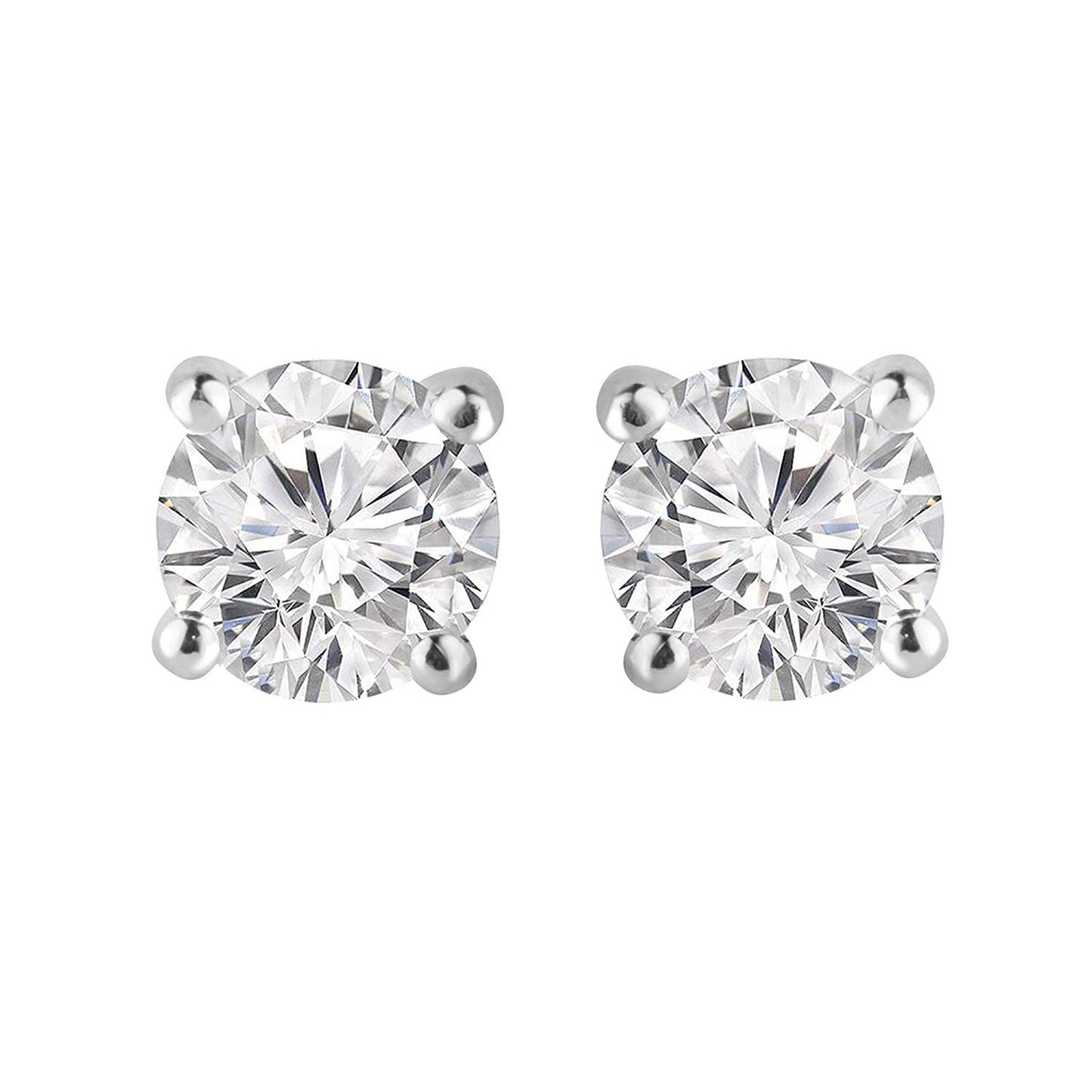 atjewels 18k White Gold Plated On .925 Sterling Silver White CZ Round Cut Stud Earrings MOTHER'S DAY SPECIAL OFFER - atjewels.in