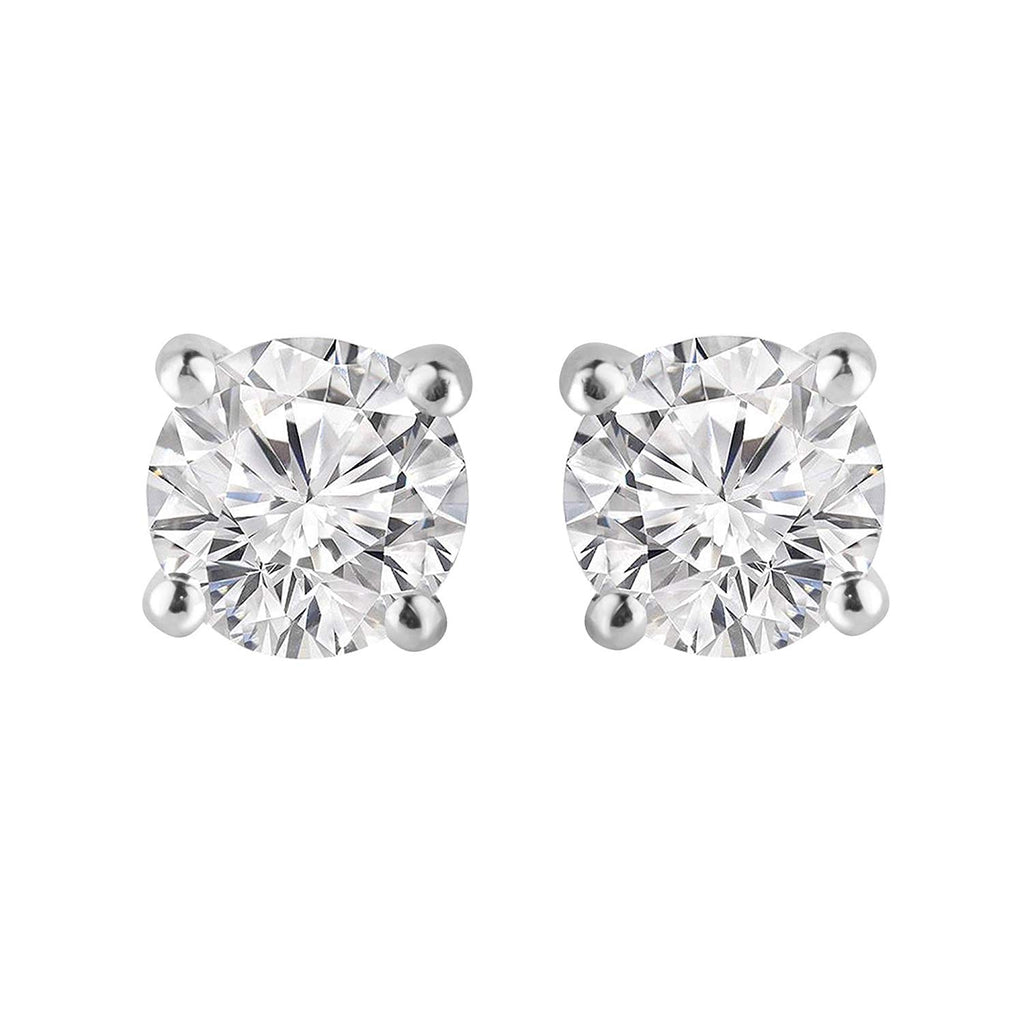 atjewels 18k White Gold Plated On .925 Sterling Silver White CZ Round Cut Stud Earrings MOTHER'S DAY SPECIAL OFFER - atjewels.in