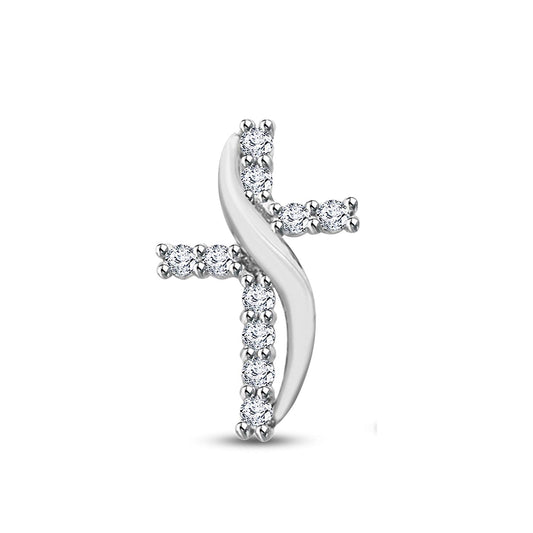 atjewels 18K White Gold on 925 Sterling White Cz Cross Pendant For Women's MOTHER'S DAY SPECIAL OFFER - atjewels.in