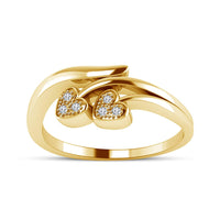 atjewels 18K Yellow Gold On .925 Sterling Silver White Diamond Bypass Ring for Women's MOTHER'S DAY SPECIAL OFFER - atjewels.in