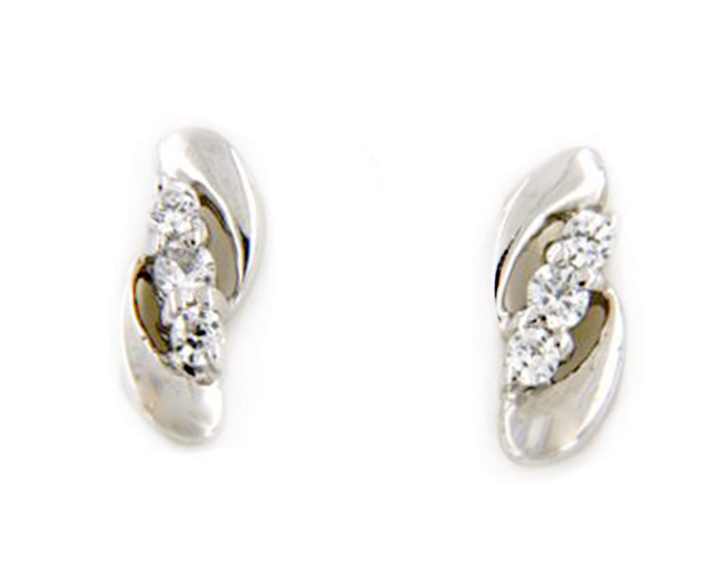 atjewels 14K White Gold Over 925 Sterling Siver White CZ Engagement Stud Earrings MOTHER'S DAY SPECIAL OFFER - atjewels.in